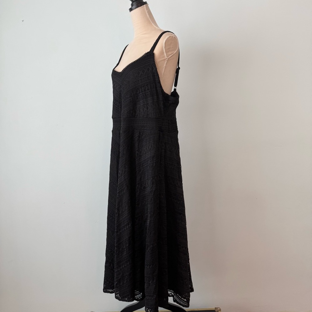 ✨ TORRID Black Lace Midi Dress Size 2X Adjustable Straps Boho Gothic Cottagecore - Picture 6 of 11